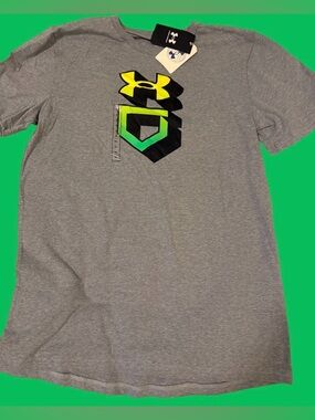 Under Armour Gray Tee with Yellow and Green Logo